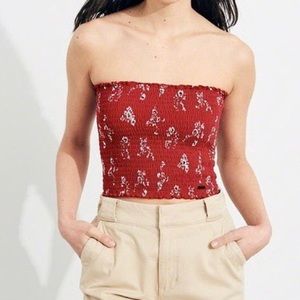 Hollister red floral tube top ❣️